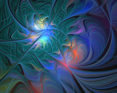 Abstract fractal design. Dark green and blue.