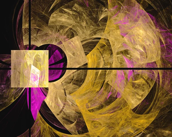 Diseño fractal abstracto. Amarillo y violeta sobre negro . —  Fotos de Stock