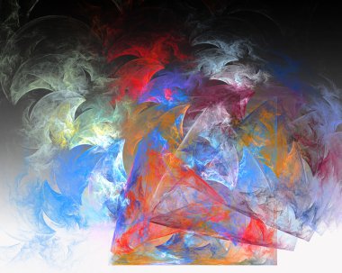 Abstract fractal design. Smoke wings on black. clipart