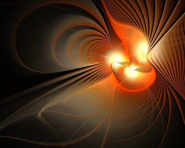 Diseño fractal abstracto. Tres luces rojas en negro . — Foto de Stock