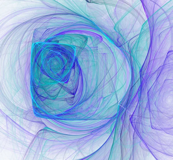 Abstract fractal design. Blue smoke spirals on white. — Stockfoto