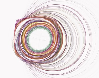 Abstract fractal design. Hole and rings on white.