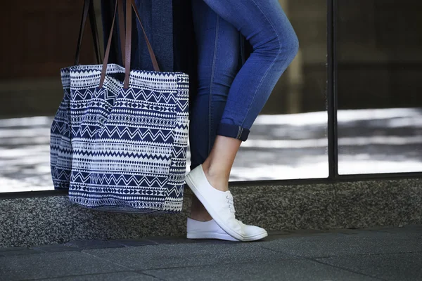 Model with stylish bag — Stock Photo, Image