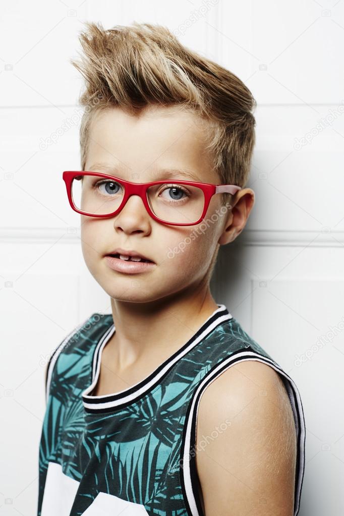 Boy in red spectacles