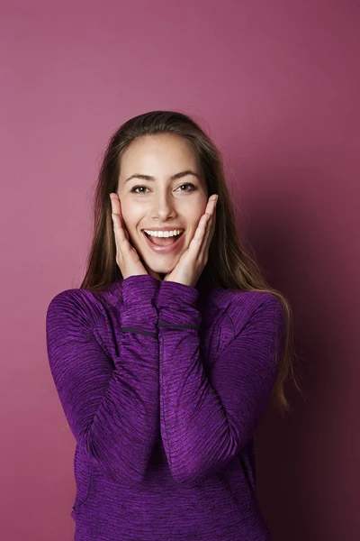 Young woman in purple — Stock Photo, Image