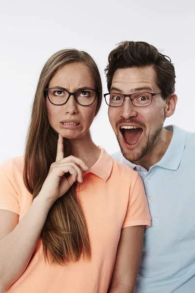 Silly couple pulling faces — Stock Photo, Image