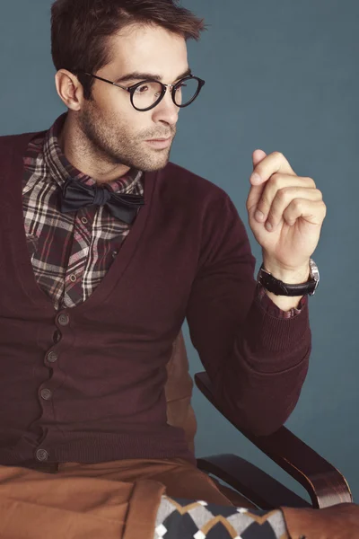 Male with bow tie posing — Stock Photo, Image
