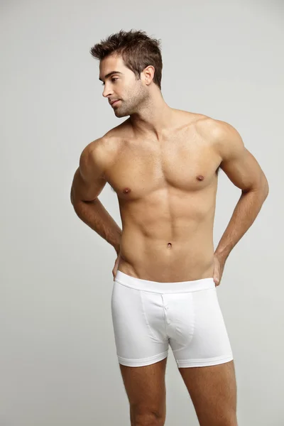 Man in underpants looking away — Stock Photo, Image