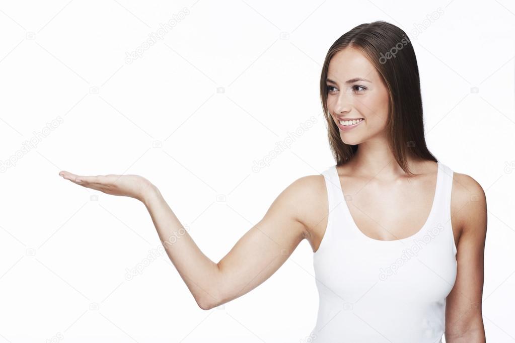 Woman with arm out