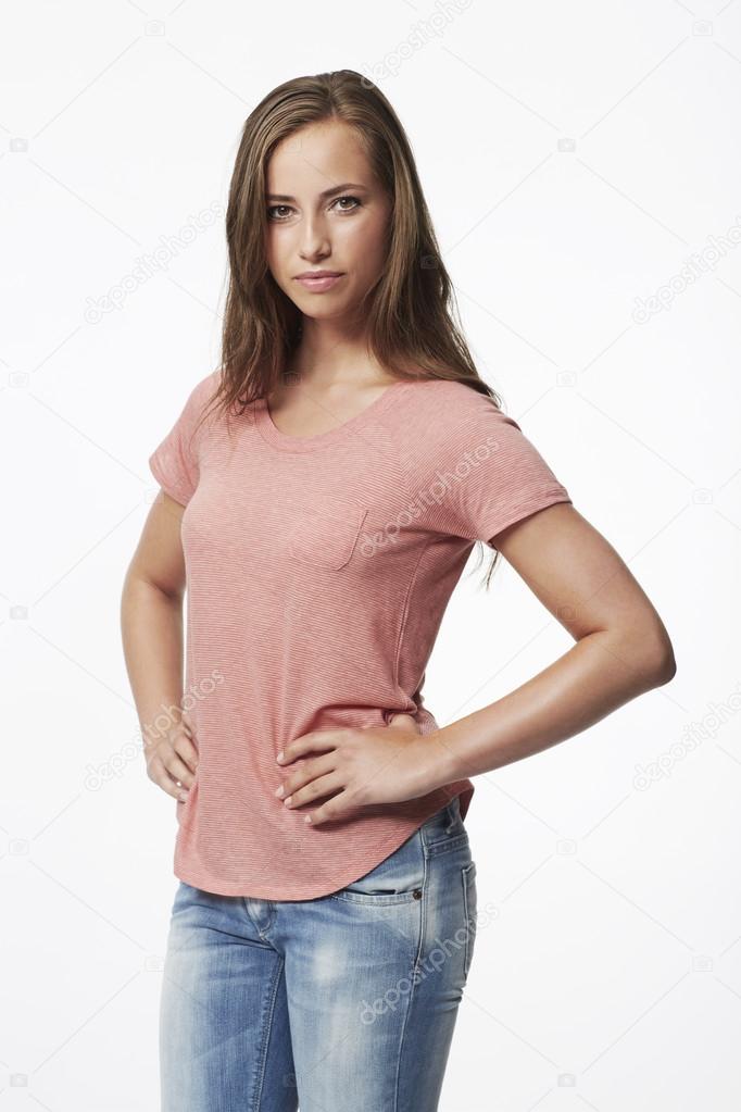 Woman posing in studio