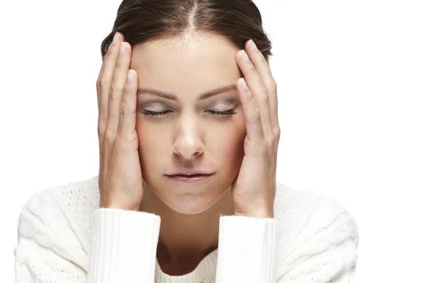 Frau hat Kopfschmerzen Stockbild