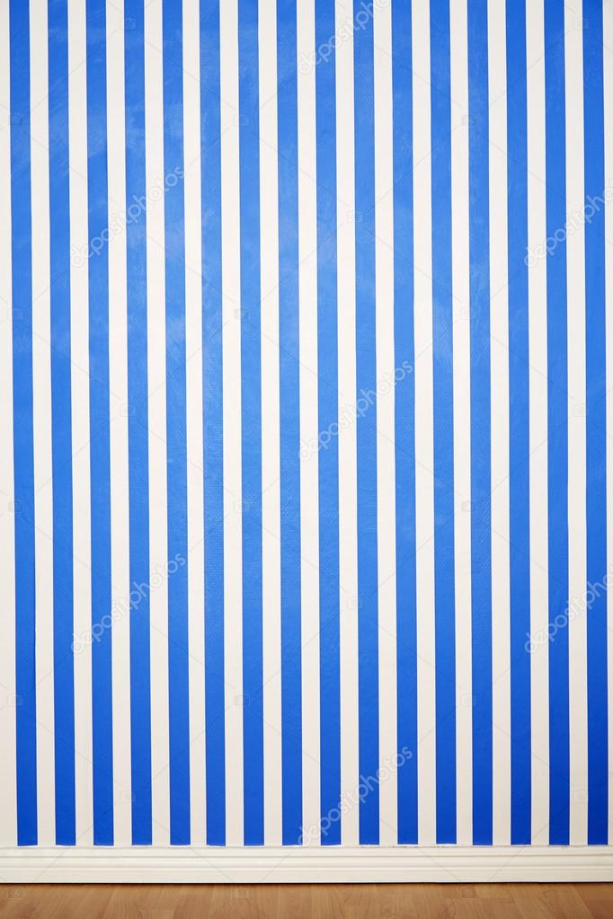 Blue and white striped wall