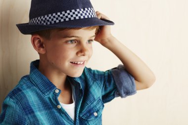 Boy wearing checked shirt clipart