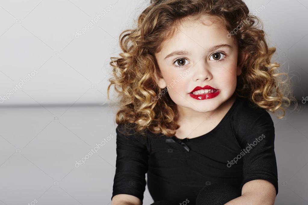 Young girl smiling in lipstick — Stock Photo © sanneberg #71703427