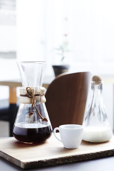 Breakfast coffee in elegant glassware — Stock Photo, Image