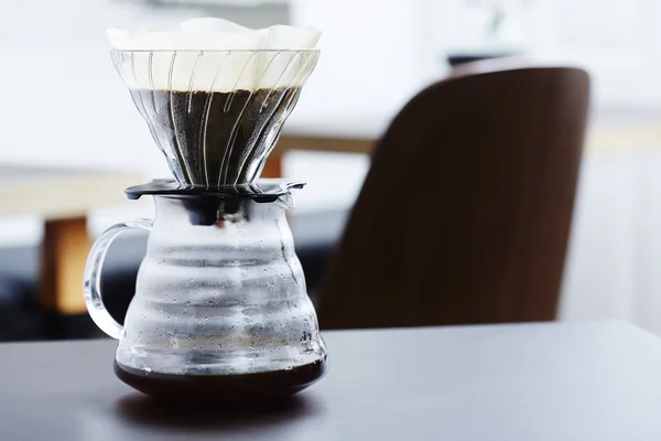 Coffee percolating into glass — Stock Photo, Image