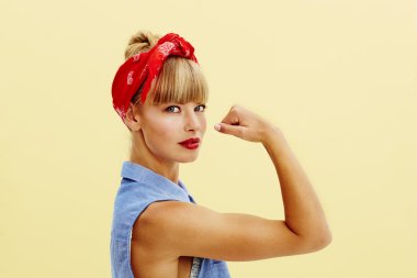 Strong young blond woman clipart