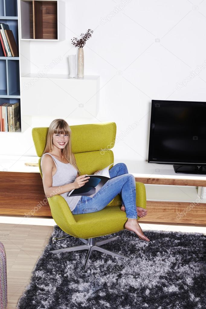 woman relaxing at home