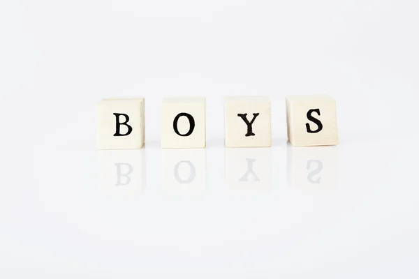 Woord 'jongens' gespeld in studio — Stockfoto