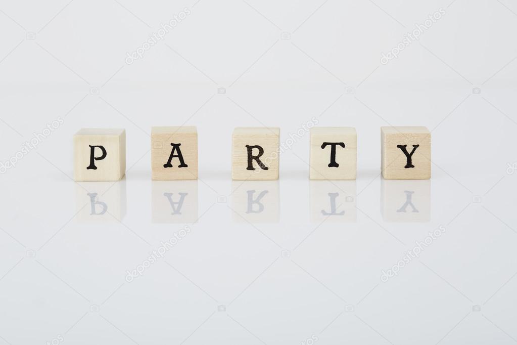 Scrabble tiles spell 'Party'