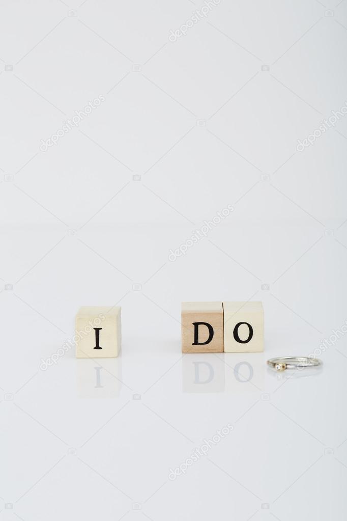 Letter tiles spelling 'I Do'