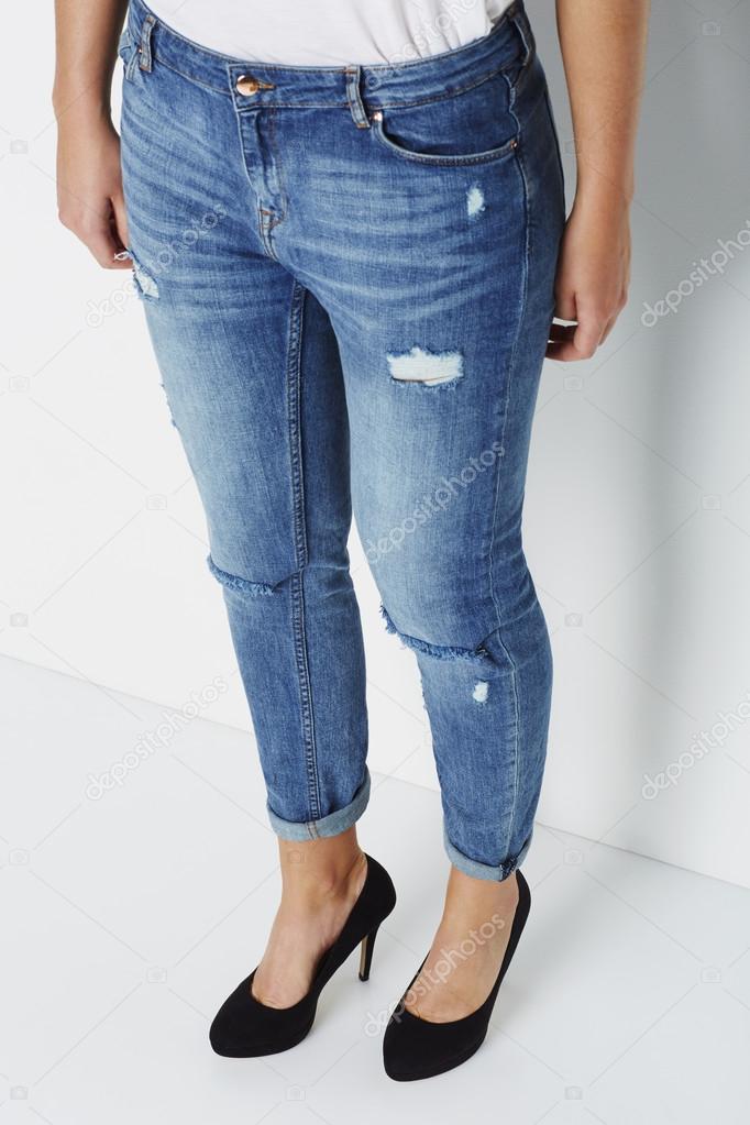 Cool woman in jeans and heels