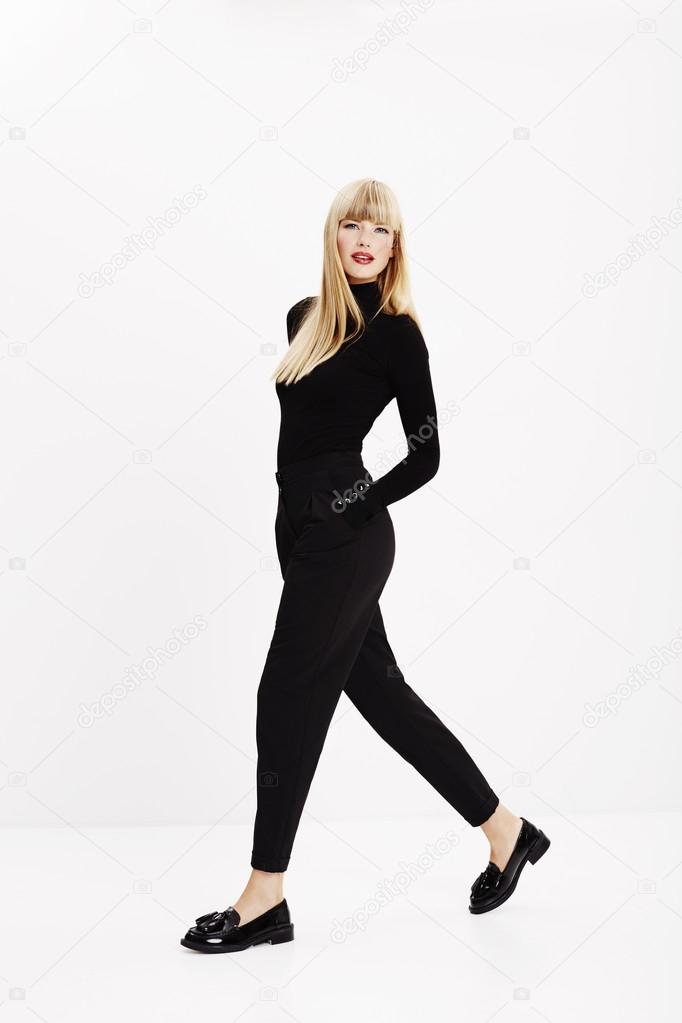 Fashion model posing in black