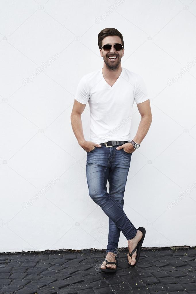 Laughing confident young man
