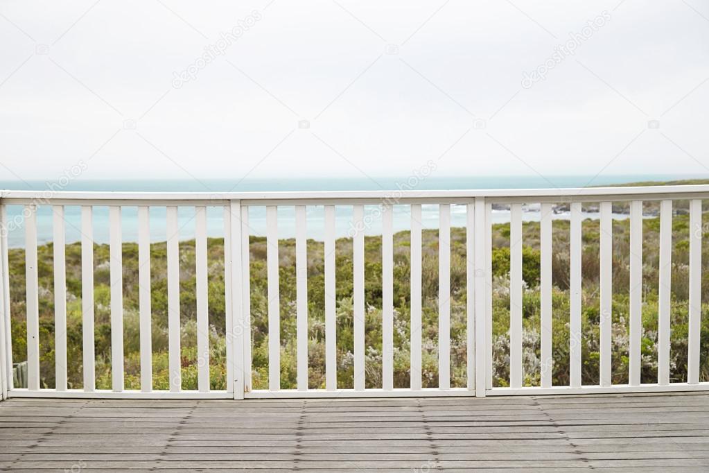 Wooden decking at railing