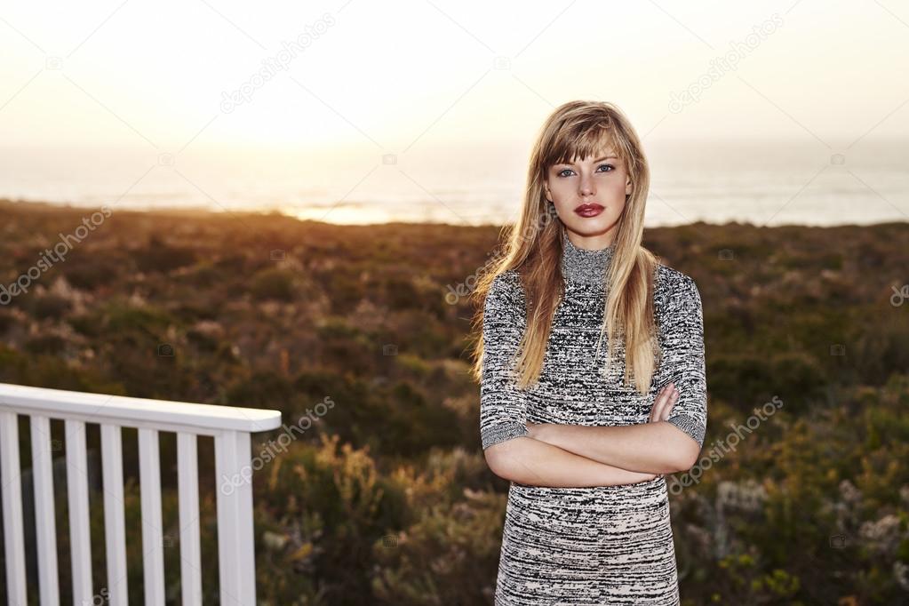 Stunning girl in grey dress