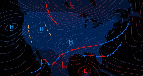 Mapa Del Pronóstico Del Tiempo Concepto Meteorológico Sobre Fondos Oscuros Ilustraciones De Stock Sin Royalties Gratis