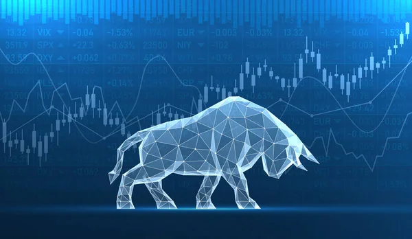 全球金融市场增长趋势的概念 玻璃牛市背景下的股票报价 股票市场和商业金融 矢量图解背景 — 图库矢量图片