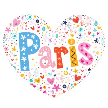 Paris kalp yazı dekoratif tasarım şeklinde