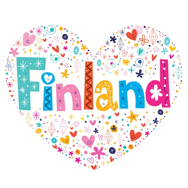 フィンランドの心をレタリング装飾的な形のデザイン — ストックベクタ