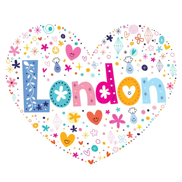 Londen hart vormige type belettering vector design — Stockvector