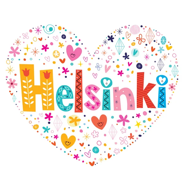 Helsinki heart shaped type lettering vector design — Stock Vector