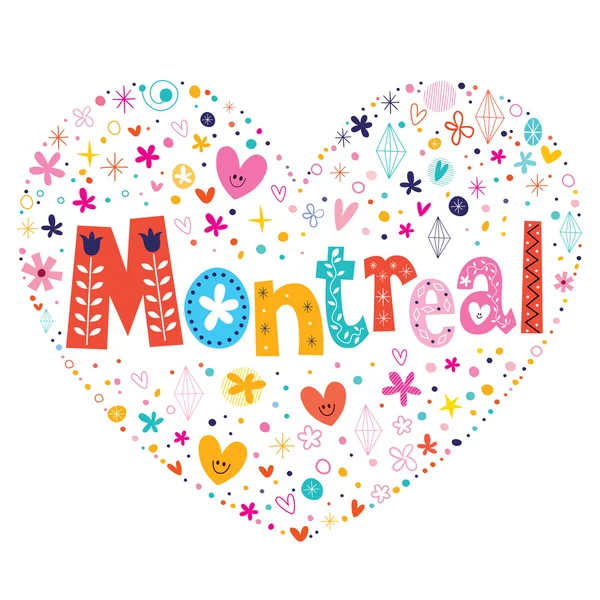 Modèle vectoriel de lettrage en forme de coeur de Montréal — Image vectorielle