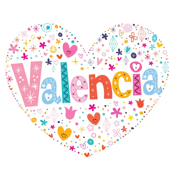 Valence forme de coeur lettrage vectoriel design — Image vectorielle