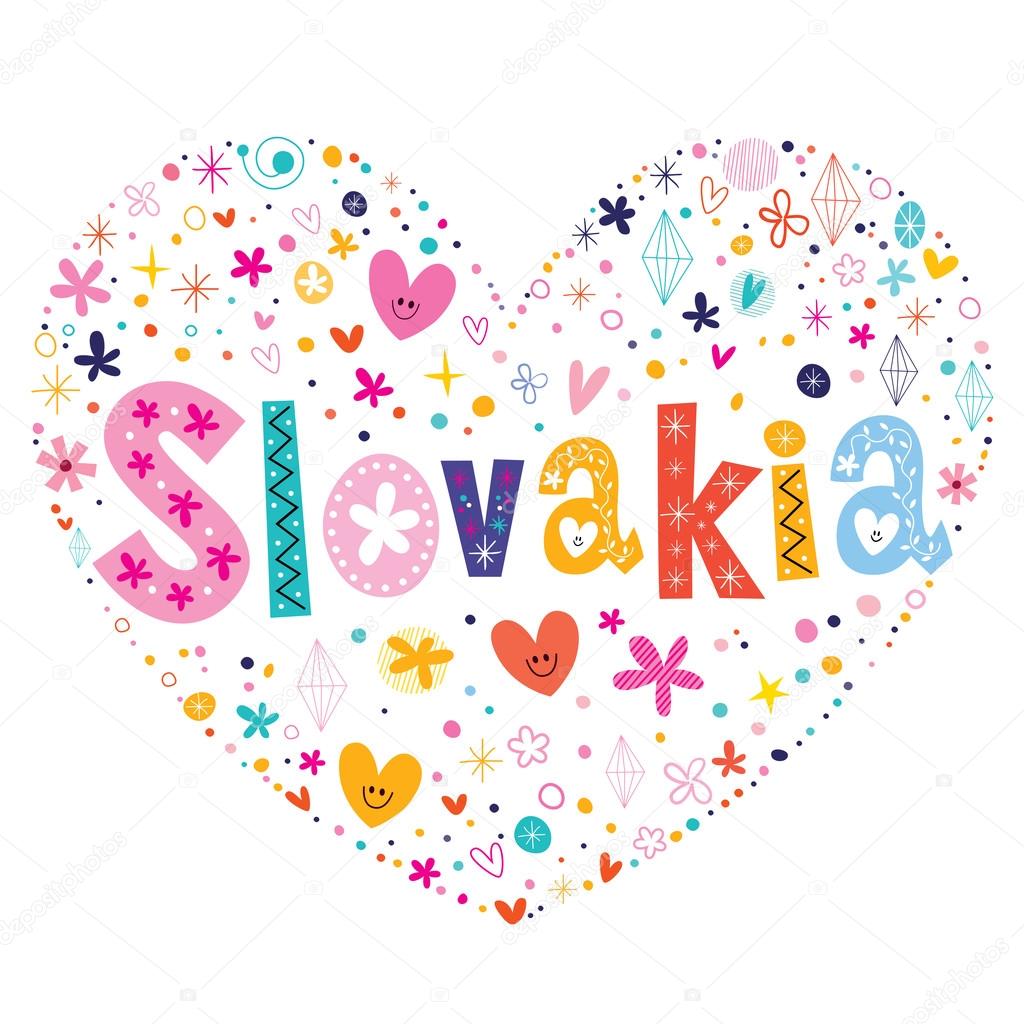 Slovakia heart shaped type lettering vector design