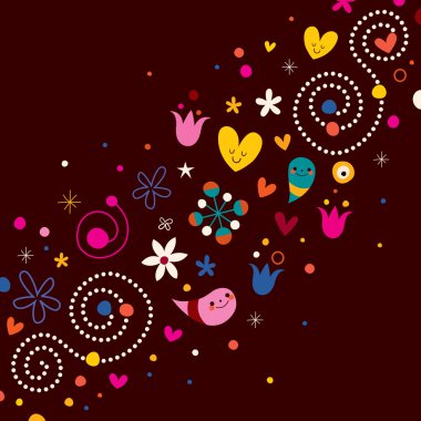 doğa aşk uyumu retro sanat vektör çizim