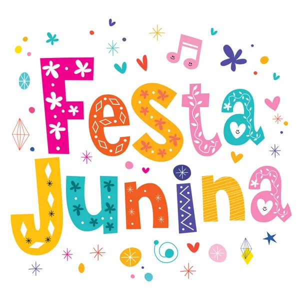 Festa Junina decoratieve type tekst - traditionele Brazilië juni festival partij — Stockvector