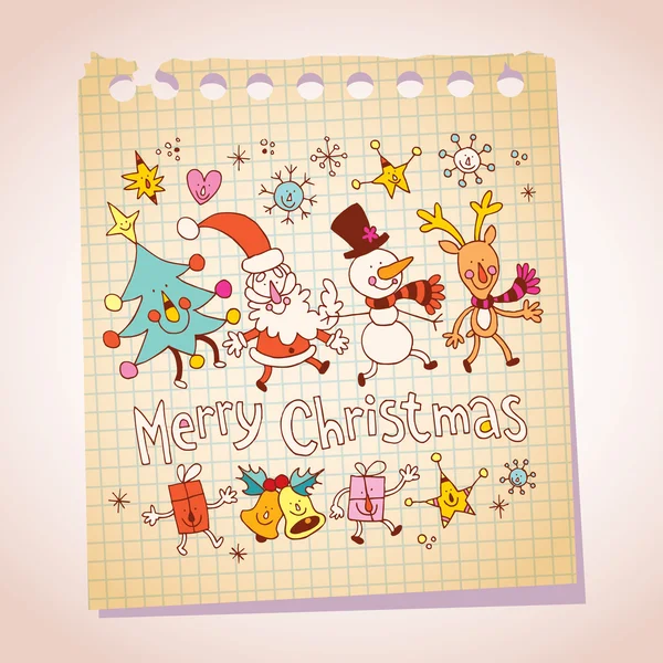 Feliz Natal notepad papel mensagem saudação — Vetor de Stock