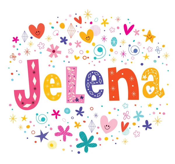 Jelena meninas nome decorativo lettering tipo design — Vetor de Stock