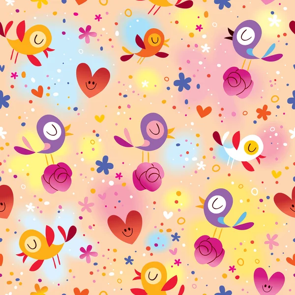 Birds and flowers seamless pattern — Stock Vector