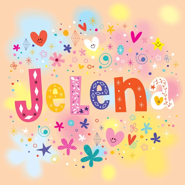 Jelena ragazze nome lettering unico — Vettoriale Stock