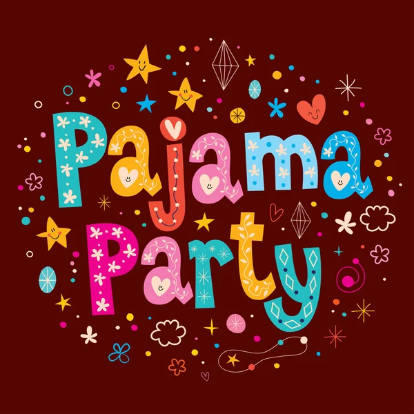 Pajama party unikalnych tekstowych — Wektor stockowy