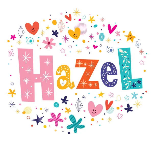 Hazel fêmea nome próprio design de letras único — Vetor de Stock