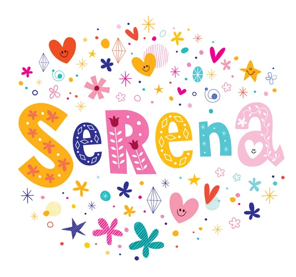 Serena femmina nome unico disegno lettering — Vettoriale Stock