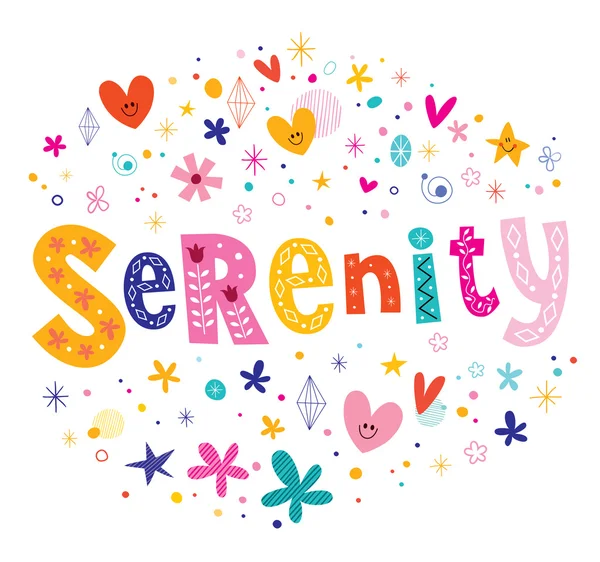Serenity female given name unique lettering design — Stock Vector