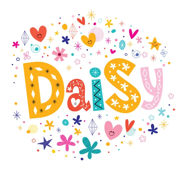 Daisy filles nom lettrage design — Image vectorielle